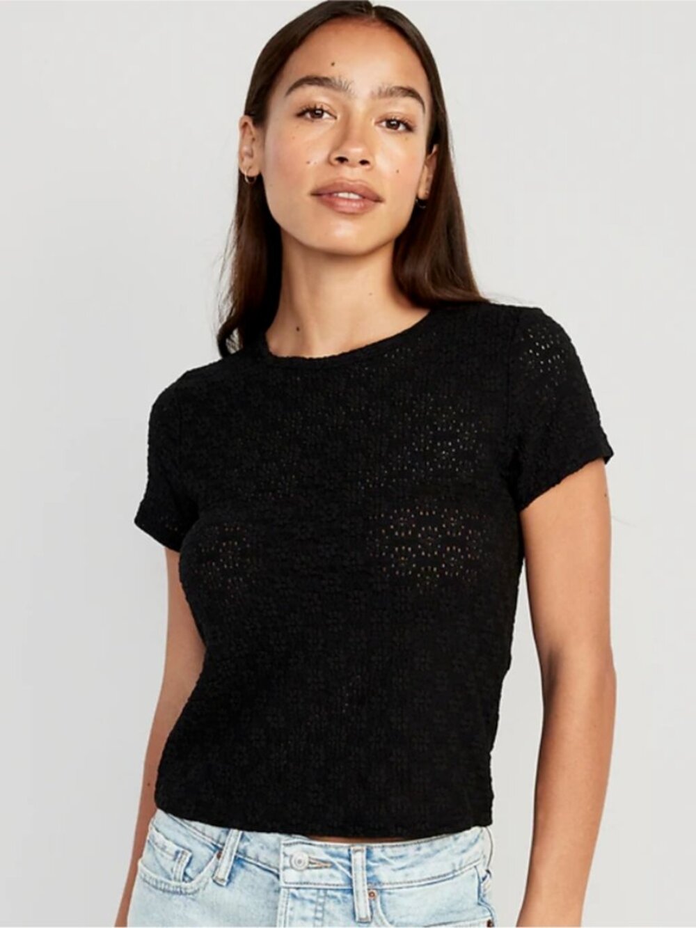 Old Navy Black Lace Crew-Neck Short Sleeve Top XXL - NEW